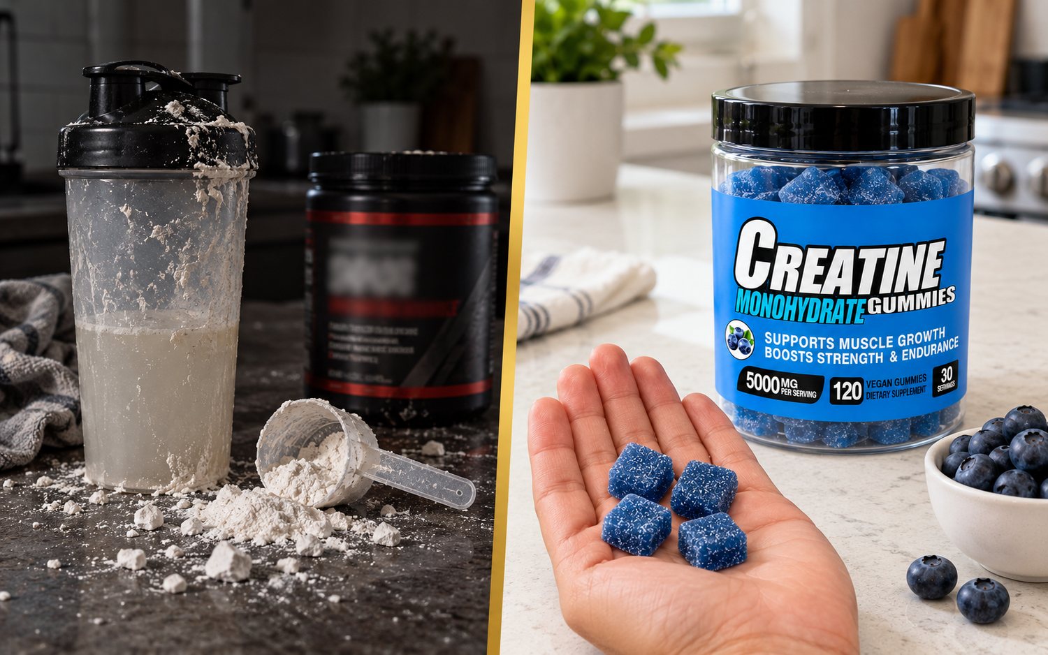 Gomitas de creatina vs creatina en polvo