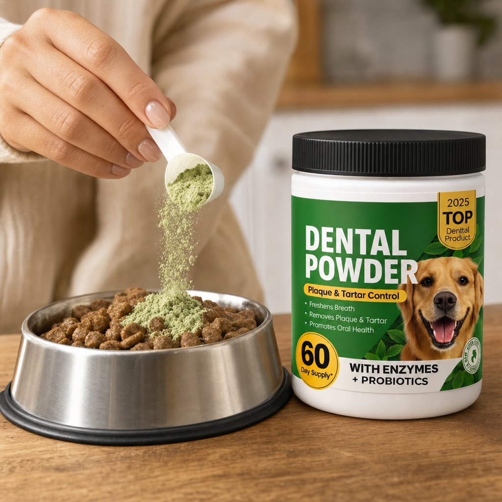 Cucharita de Dental Powder espolvoreada sobre las croquetas