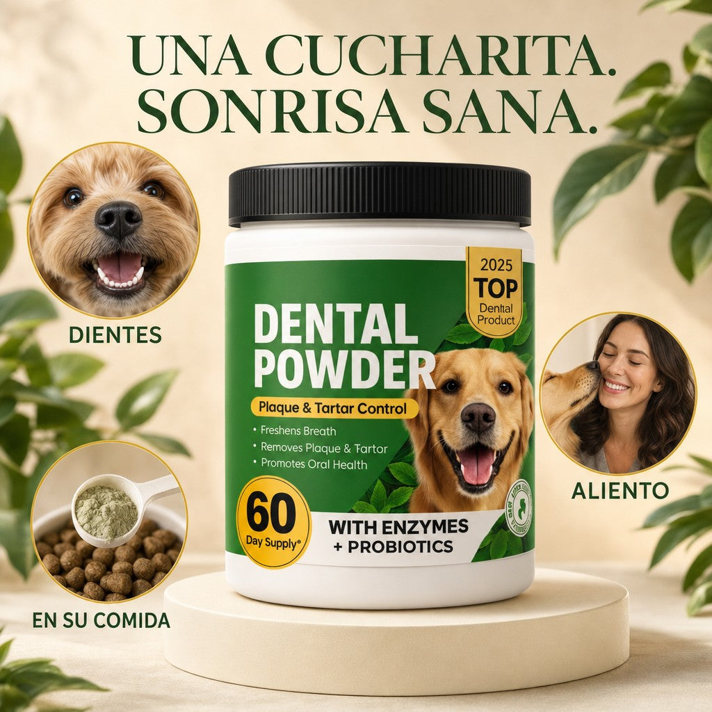 Dental Powder para perros: una cucharita, sonrisa sana