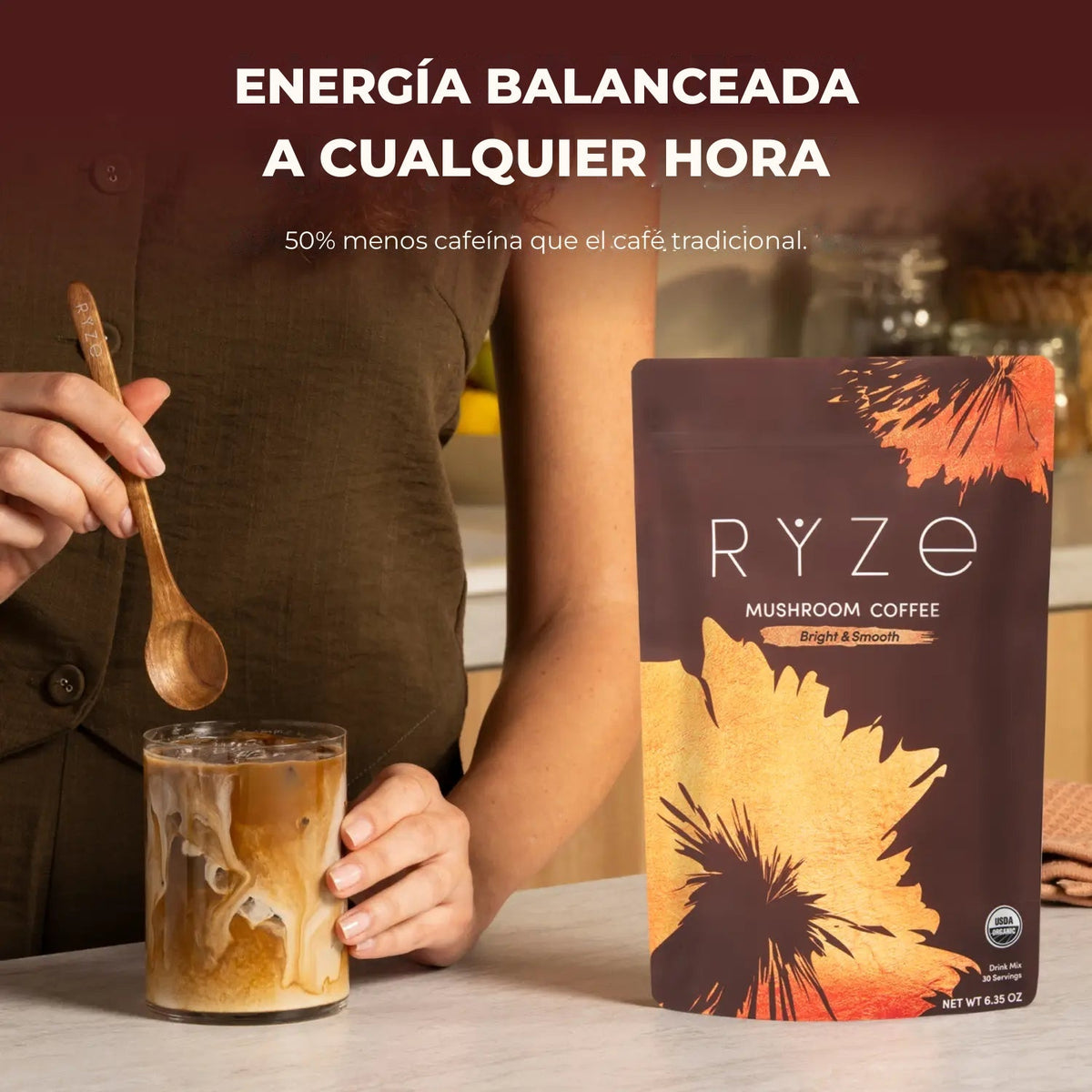 RYZE Mushroom Coffee - Café de Hongos Orgánico (30 porciones)