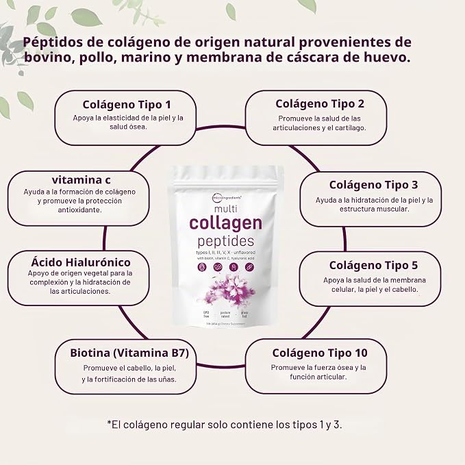 Multi Collagen Peptides, fórmula de 5 tipos de colágeno