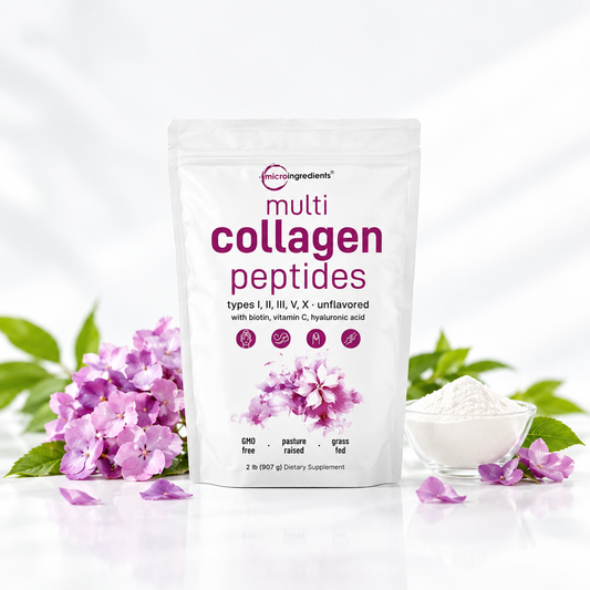 Micro Ingredients Polvo de péptidos de colágeno múltiple, 1 libra