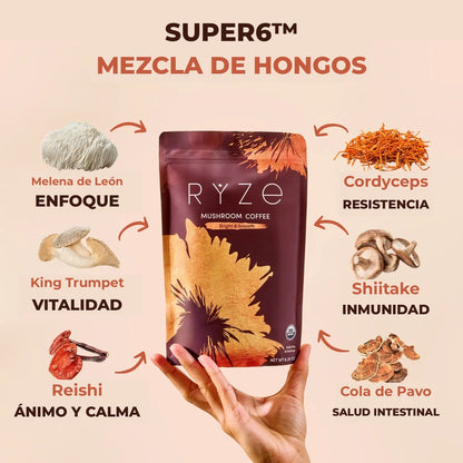 RYZE Mushroom Coffee - Café de Hongos Orgánico (30 porciones)