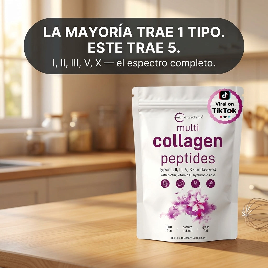La mayoría trae 1 tipo de colágeno. Este trae 5.