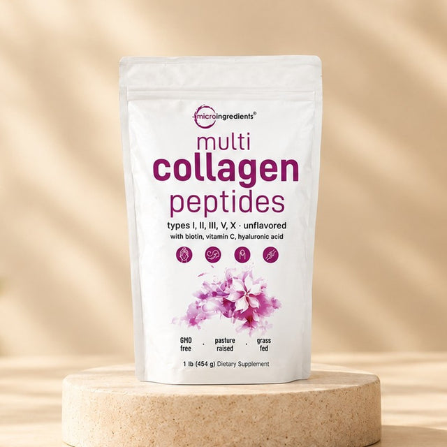 Micro Ingredients Polvo de péptidos de colágeno múltiple, 1 libra